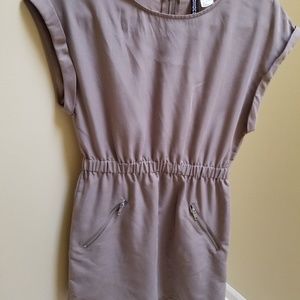 H&M Divided Taupe Dress Zippered Pockets Modal